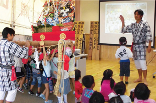 山笠に参加する子供たち